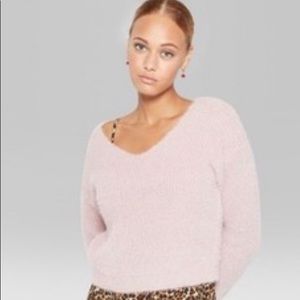 Wild Fable Rose Pink V-Neck Sweater, Size XS.